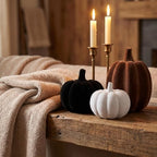 White Black Brown Flocked Pumpkins, Resin Pumpkin Modern Thanksgiving Decor - Image 6
