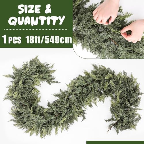 Jutom 1 Pcs 18 ft Artificial Christmas Cedar Garland - Image 2