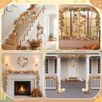 Fall 6FT Garland Wreaths 24", 4 Pack, Artificial Pumpkin - Image 5