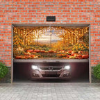 8X7Ft Fall Window Garage Door Banner Autumn Harvest Pumpkin Maple Leaves Backdrop Door Cover Hanging Garage Decorations Banner Thanksgiving Holiday Party Background Sign for Wall House Decor - Image 4
