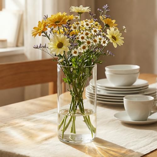12pcs Glass Cylinder Vases for Centerpieces, 6 Inch Tall Flower Vase for Wedding Decorations, Hurricane Vases Floating Candle Holder for Table Centerpiece Wedding Home Décor - Image 5