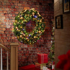 Casafield 60" Pre-Lit Fir Artificial Christmas Wreath Holiday Décor, 300 LED White & Multicolor Lights, 810 PVC Tips for Front Door, Window, or Mantel - Image 7