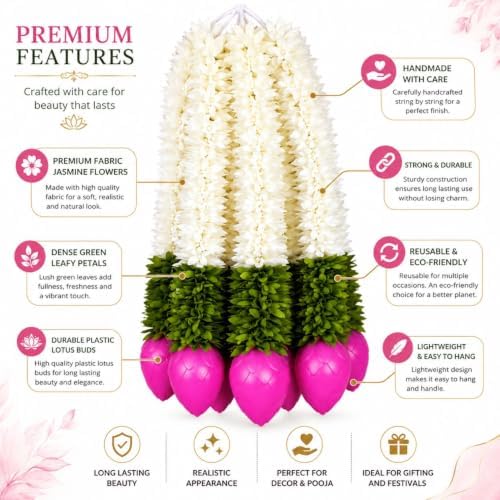 Hanging Flower Decoration|Puja Decoration Items 14 INCHES, Pack 10 - Image 4