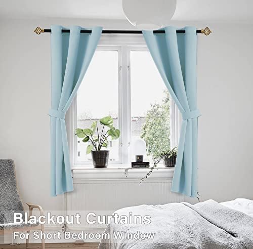 KOUFALL Baby Blue Blackout Curtains for Nursery 2 Panels Short Light Blocking Room Darkening Curtain for Kids Bedroom 54 Inch Length - Image 2