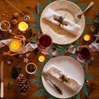 Christmas Round Placemats Set of 6 Artificial Cedar Wreath Charger - Image 4