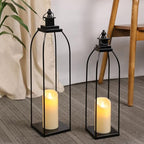 Decorative Candle Lanterns Set of 2, Black Metal for Indoor & Outdoor - Image 6