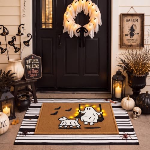 Moucuny 2 Pcs Halloween Coir Doormat Outdoor Glowing, Non Slip by Moucuny