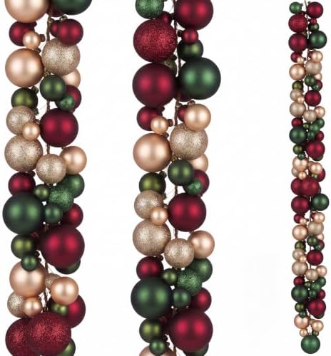 2 Pcs 6 ft Christmas Ball Ornament Garland, Retro by Yuxung