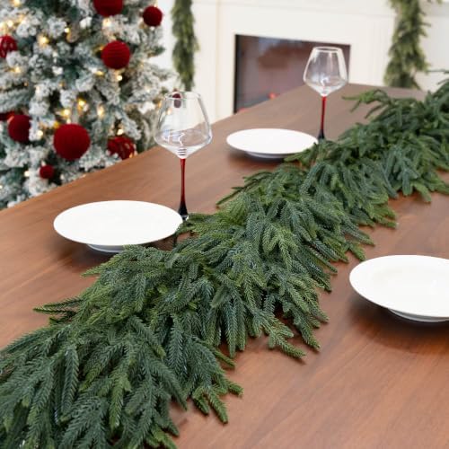 Christmas Norfolk Pine Garland Deluxe Real Touch for Mantle Deocr - Image 2