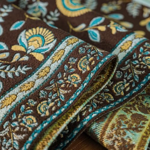 Brown Floral Table Runner 71" - Vintage Luxury Embroidery Jacquard with Tassels, Rustic Farmhouse Decor for Dining Table, Kitchen & Holiday Party (Warm Brown, 13.7"x71") - Image 5