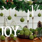 XmasExp 36PCS Velvet Christmas Ornaments Set Mixed Flocked Balls Ornaments Shatterproof Christmas Tree Decorations for Holiday,Party,Home（Green） - Image 6