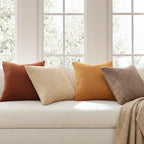 Topfinel Yellow Brown Gradient Rustic Pillow Case Boho Throw Pillow Covers 22x22 Inch Set of 4 Soft Farmhouse Corduroy Striped Decorative Cushion Cover for Sofa Couch Living Room Bedroom - Image 3