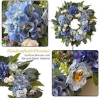 WANNA-CUL 24 Inch Spring Blue Hydrangea Wreath Front Door Wreath - Image 4