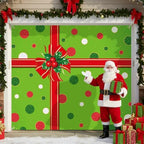 HunnmingRe 7 x 8 ft Christmas Garage Door Cover, Red and Green Polka Dots - Image 4