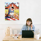 July 4th Patriotic Canvas Wall Art 4th of July USA Decorations American Flag Painting Picture Red White Blue Wall Decor Independence Day Home Decor 16x20in - Image 7