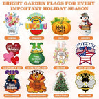Reallnaive 12 Pcs Solar Seasonal LED Garden Flags 12 x 18 Inch Yard Flags 4th of July Summer Fall Halloween Thanksgiving Day Decorations Welcome Garden Flag Lawn Yard Outdoor Holiday Decoration - Image 3