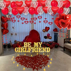 Be My Girlfriend Light Up Letters Proposal Decorations, 14Pcs 6.3" Letter Signs with 24Pcs Flameless Candles 2000Pcs Red Artificial Rose Petals 45Pcs Latex Balloons 10Pcs Heart Balloon Valentine's Day - Image 7