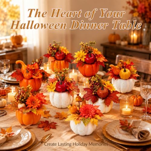 8 PCS Faux Pumpkins Mini Artificial Pumpkins for Fall Halloween Thanksgiving Holiday Home Mantel Tabletop Painting Decorations - Image 4