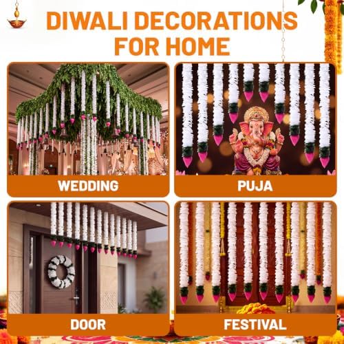 Suncalla 10 Pcs Diwali Decorations 32 Inch Lotus Hangings Indian Garlands - Image 7