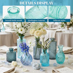 30 Pcs Blue Glass Bud Vases Bulk, Vintage Small Flower Vase Set - Image 3