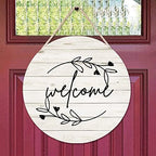 Cheyan Round Front Door Sign Welcome Wood Sign with Quote for Room Wall Decor Natural Wood Bedroom Living Room Hanging Rustic Farmhouse Decor 16"x16" - Image 5