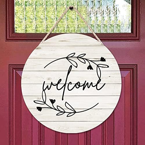 Cheyan Round Front Door Sign Welcome Wood Sign with Quote for Room Wall Decor Natural Wood Bedroom Living Room Hanging Rustic Farmhouse Decor 16"x16" - Image 5