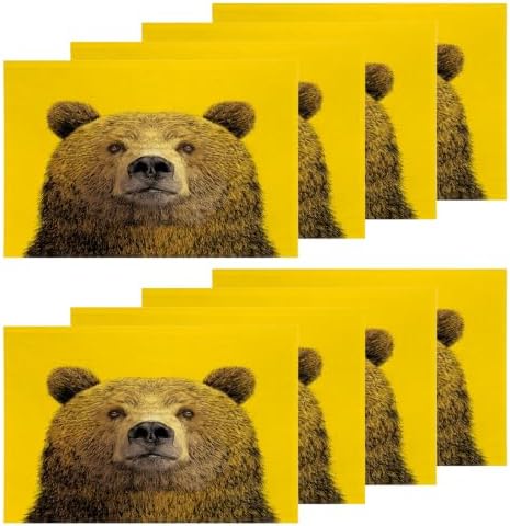 Shrahala Cute The Bear in Mineral Yellow Placemats, Face Background Table Mat Linen Burlap Washable Double-Deck Heat Insulation for Dining/Kitchen Table Set of 8 (12 X 18 Inch) by Shrahala