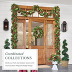 Balsam Hill Outdoor Magnolia Ridge 28" Christmas Wreath - Holiday Elegance Front Door Wreath with Magnolia Leaves, Succulents & Battery-Operated LED Clear Lights - Image 6