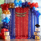 10x10ft Royal Blue Red Tulle Backdrop Curtain with Lights String for Parites, Sheer Backdrop Curtains for Wedding Baby Shower Birthday Party Photo Shoot Decorations - Image 2