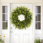 28'' Large Boxwood Wreath for Front Door Porch Window Artificial Boxwood Leaves with White Seed Greenery Outdoor Indoor Wreath for Home Farmhouse Wall Decor Spring Summer Fall All Seasons (Green) - Image 4