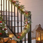 Valery Madelyn 6 Ft Christmas Garland with Lights for Mantle Red White - Image 5