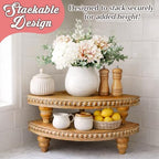 Farmhouse Corner Shelf Stand [with Removable Feet] - Bathroom Countertop Organizer, Decorative Tray Riser, Beaded Wooden Tray, Corner Tray Plant Stand, Coffee Bar Organizer for Kitchen Countertop - Image 6