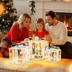 Set of 3 Valentines Day Lighted Gift Boxes,Outdoor Indoor Christmas Decorations,Plug-in 65 LED Light Up Present Boxes for Indoor Outdoor Home Yard Lawn Holiday Wedding Birthday Party Decor - Image 3