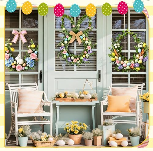 6 Pcs 16 Inch Easter Wire Wreath Frame Egg Rabbit Wreath Frame Metal Garland DIY Craft Egg Rabbit Mental Form for Easter Indoor Outdoor Porch Wall Flower Garland Decor - Image 6