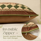 Vintage Christmas Pillow Cover 18x18, Checkered Deer - Image 5
