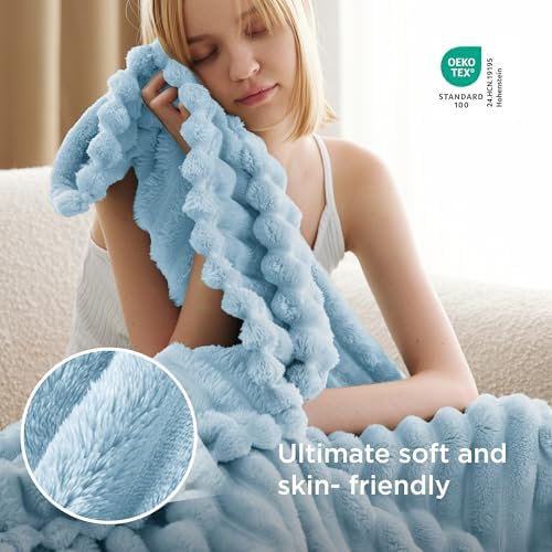 Bedsure Soft Twin XL Blanket for Bed Dorm Light Blue 66"x90" - Image 4