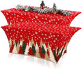 Oudain 2 Pcs Christmas Tablecloth 6 ft Red Green and Gold Table Cover by Oudain