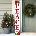 SRongmao Peace on Earth Porch Sign Christmas Front Door Hanging Decorations 8x48inch Vertical Wooden Indoor Outdoor Standing Signs For Home Yard Farmhouse Holiday Decor - Image 3