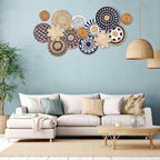 Xuhal 15 Pcs Boho Wall Basket Decor Handcrafted Seagrass Woven Wall Basket Rustic Round Woven Hanging Art for Home Farmhouse Kitchen Table Living Room(Blue Classic Style) - Image 5