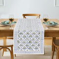 Ridhi Light Steel Blue Hand Block Print Table Runner 16x90 Inch 100% Cotton by Ridhi