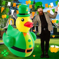 Hungdao 1 Pc 4 ft St. Patrick's Day Inflatable Duck Giant Blow up Rubber Duck with Lucky Shamrock Hat for St. Patrick's Day Golf Cart Parade Outdoor Yard Lawn Decorations (Air Pump Not Included) by Hungdao