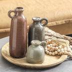 Ceramic Vases Set of 3, Neutral Rustic Farmhouse Vase with Handle, Decorative Flower Vases Home Decor Modern Boho Pampass Vase for Table Mantel Entryway Shelf Living Room Kitchen Bathroom - Brown - Image 7