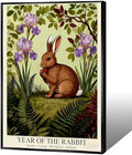 e Lunar Year of the Rabbit Art Print – Zodiac Wall Decor with Purple Iris Pattern Tender Caring Perceptive Refined Lunar New Year Poster for Home and Office 8X12 in Wrapped Framed by Unknown