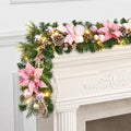 Garvee 6ft Pink Christmas Garland with Lights, Prelit Garland for Mantle by Garvee
