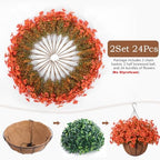 Hananona 24 Pcs Artficial Outdoor Flowers with Hanging Baskets, Orange Fall mums 2 Pack Hanging Planter with Outdoor Fall Flowers for Autumn Porch Garden and Home Patio Yard Decor (2, Orange) - Image 4
