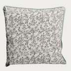 Palm & Loom 100% Cotton Linen Cushion Cover - Decorative Throw Pillow Case with Powder Blue & Green Print with Pipping - Traditional Living Room, Bedroom Pillow Cover (Jal, 20" x 20" (Pack of 1)) by PalmLoom