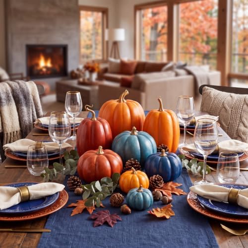 RattanView 7 Pcs Fall Pumpkins Decor, Resin Thanksgiving Table Centerpiece - Image 6