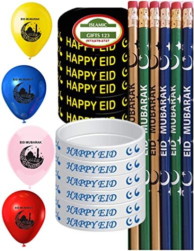 (98 Pack) Eid Balloons Eid Pencils Eid wristbands Eid Mubarak decoration EID Favors Eid decor Eid gifts Islamic wall decoration Ramadan favors Ramadan decoration Islamic Favors Muslim gifts - Image 6