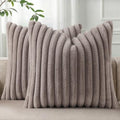 Pallene Faux Fur Throw Pillow Covers 26x26 Set of 2, Light Coffee by PALLENE