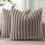 Pallene Faux Fur Throw Pillow Covers 26x26 Set of 2, Light Coffee by PALLENE